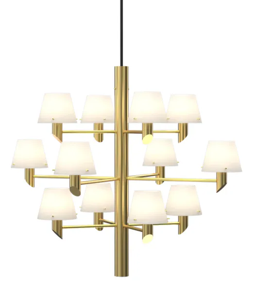 Hovedbilde Herstal - Gil lysekrone 12  Messing / opalglass