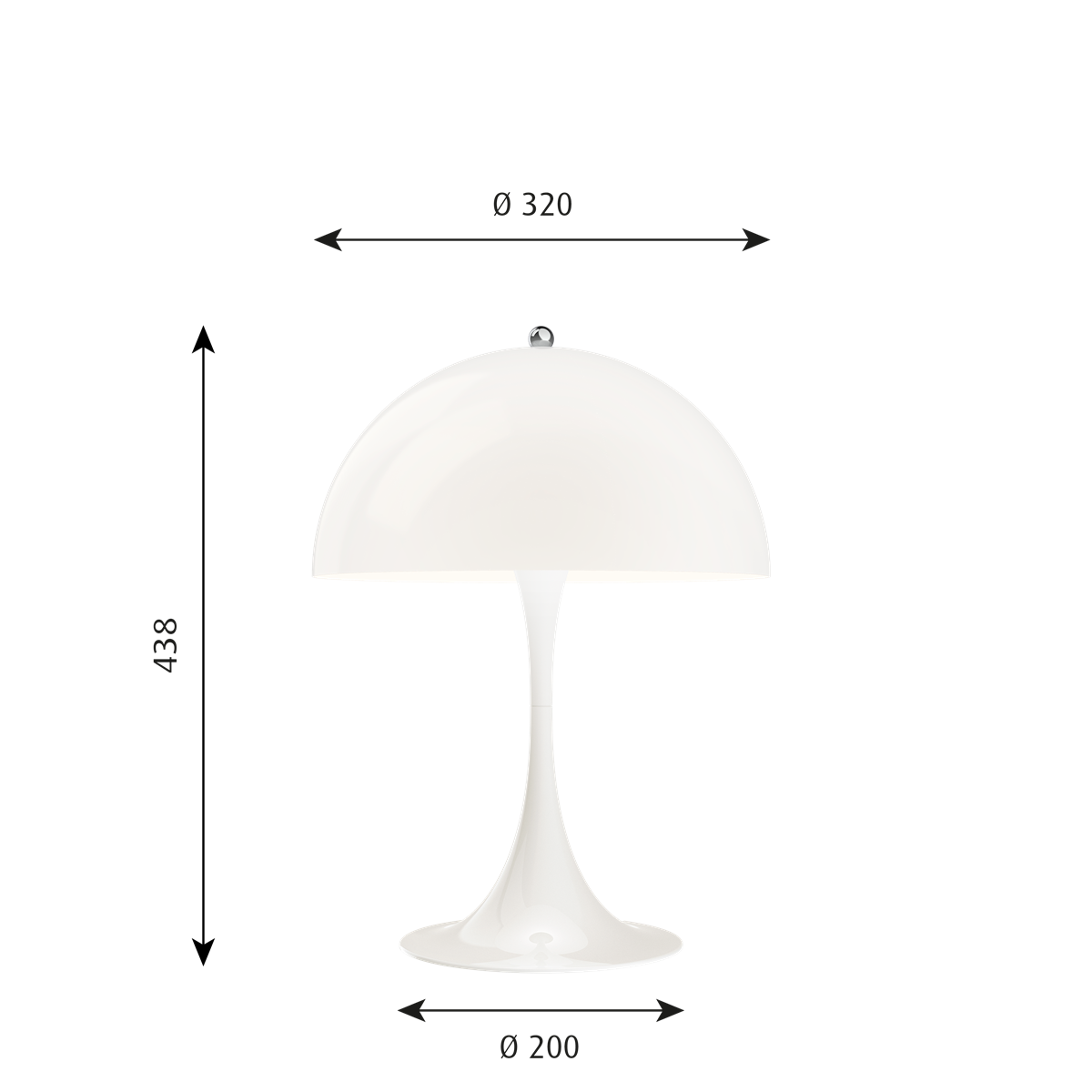 Louis Poulsen Panthella 320 Bordlampe, Hvit Opal utstilling