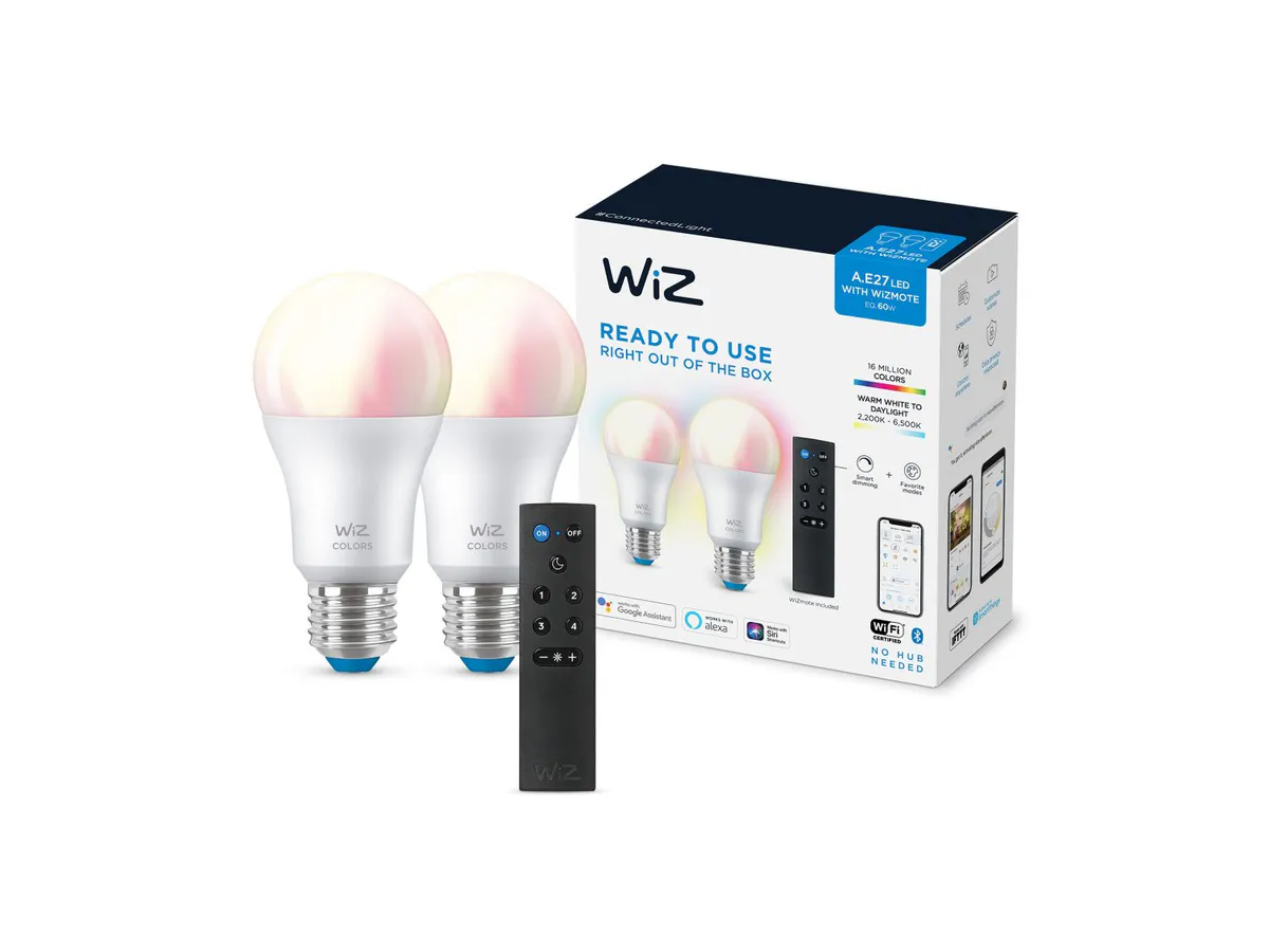 Wiz Wi-Fi BLE Color/8.5W A60 2PK+Remote6/2CT