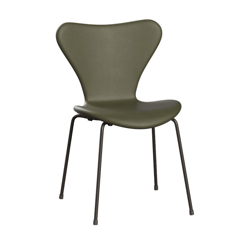 Fritz Hansen Series 7™ 3107, Forsidepolstret Essential Lær, Moss Green