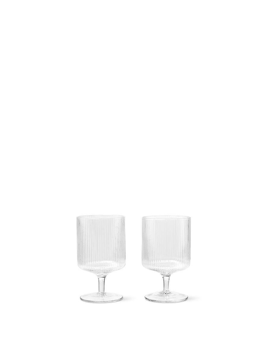 Ferm Living Ripple Vinglass 2pk, Klar